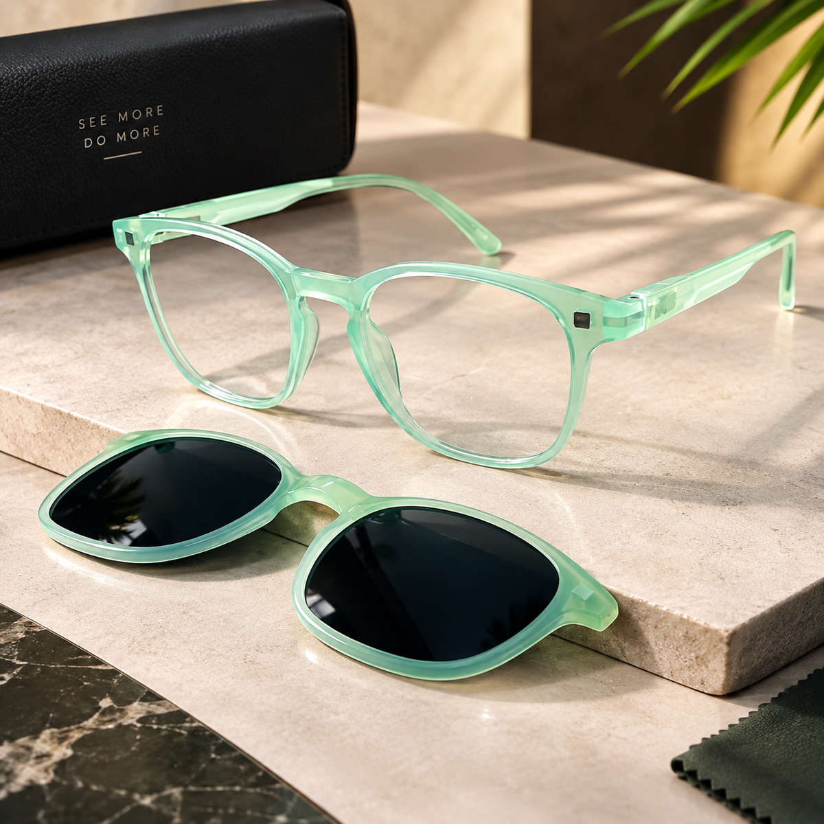 Shiny Blue Light Clip on Glasses